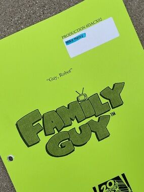 Family Guy 2014 Mike Henry Cleveland Production Used Table Script Guy, Robot